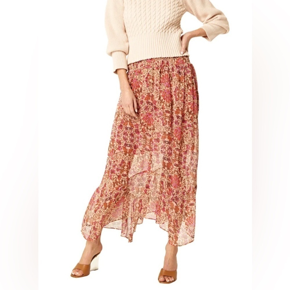 NWT MISA Los Angeles Agyness Hibiscus Floral Midi Skirt Sz XS
